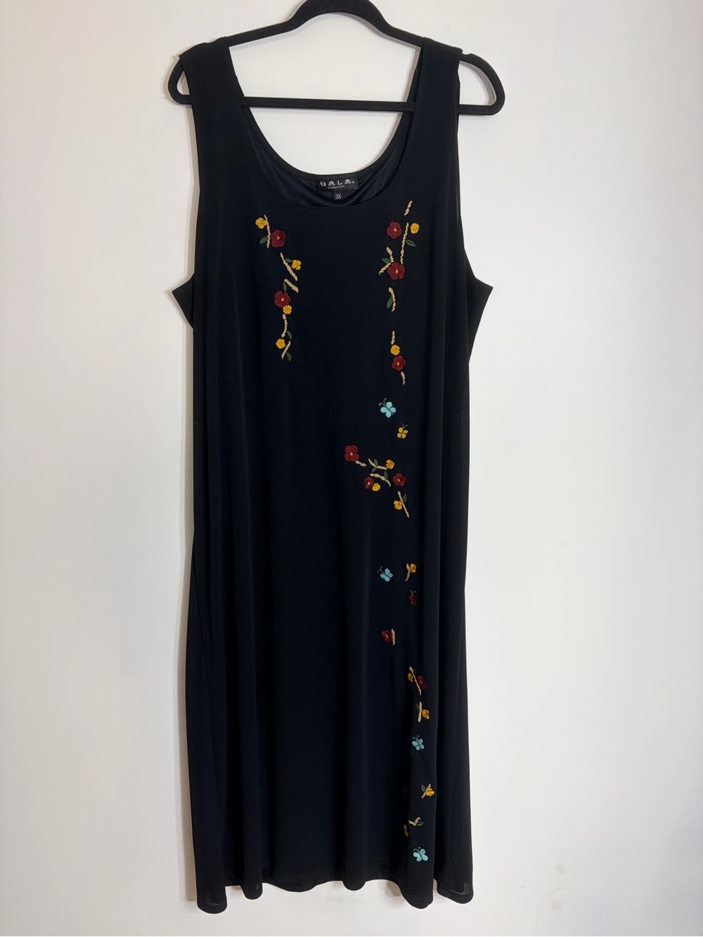 GALA Black Sleeveless Embroidered Floral Maxi Dress